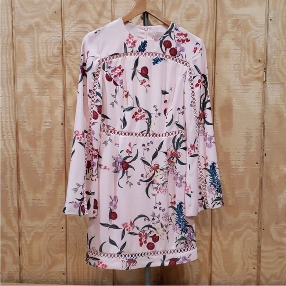 Size S women Keepsake The Label Pink Floral Embroidered Cut Out Dress date night - Picture 2 of 8